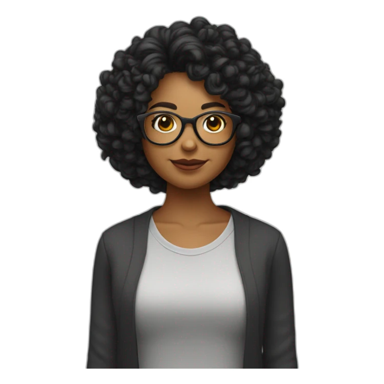 maestra con lentes pelo corto color negro pelo rizado sticker