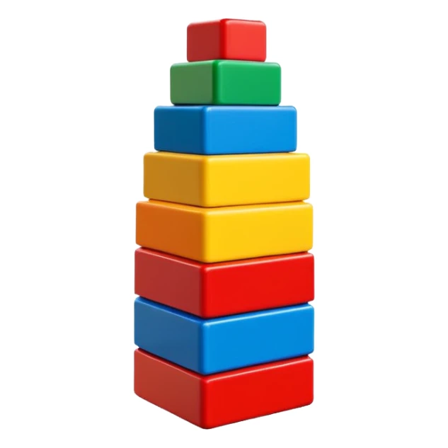 6 to 7 stacked lego blocks, bright and vivid colors, simple and cute style sticker