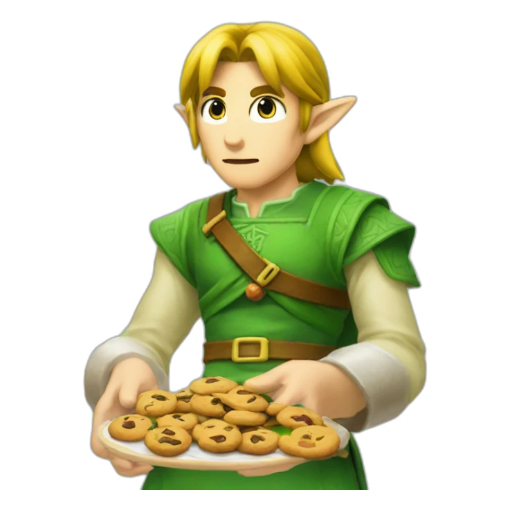 Link de Zelda qui mange un cookies sticker