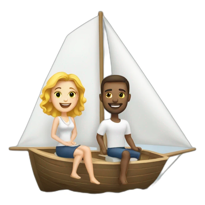 White Man and white women on a sail boat sticker