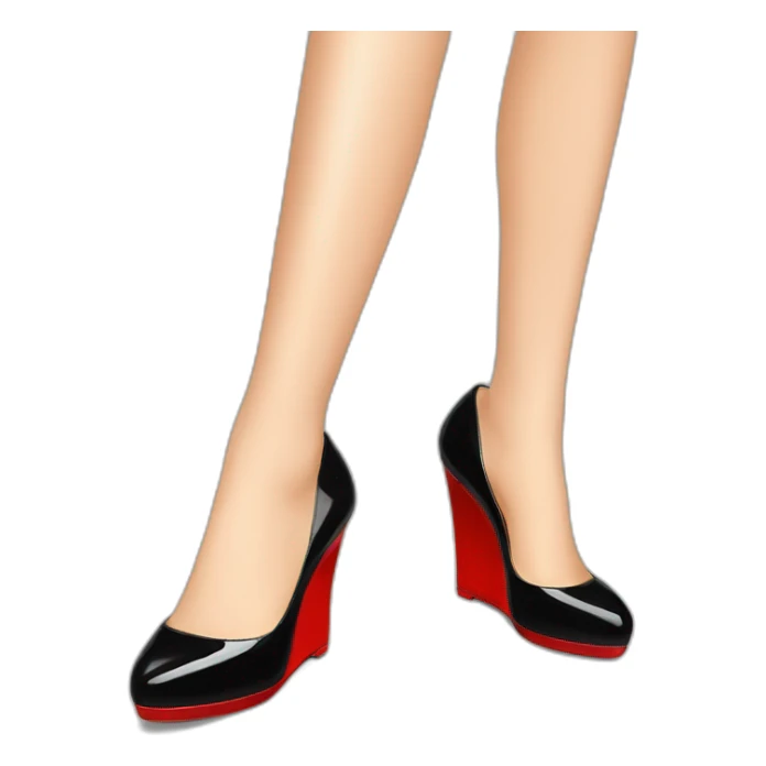 WEDGE heel LOUBOUTIN black leather PATENT sticker