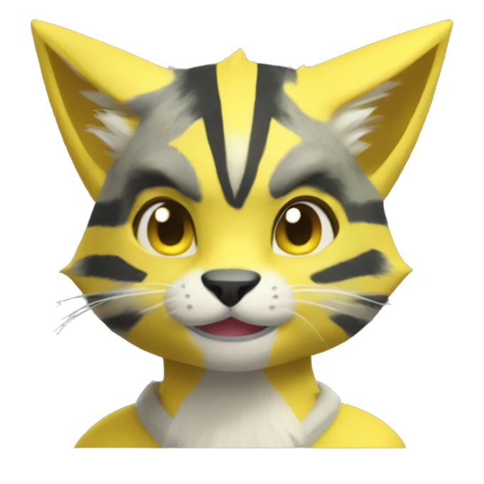 Yellow lombax-Zeraora-Renamon-cat sticker