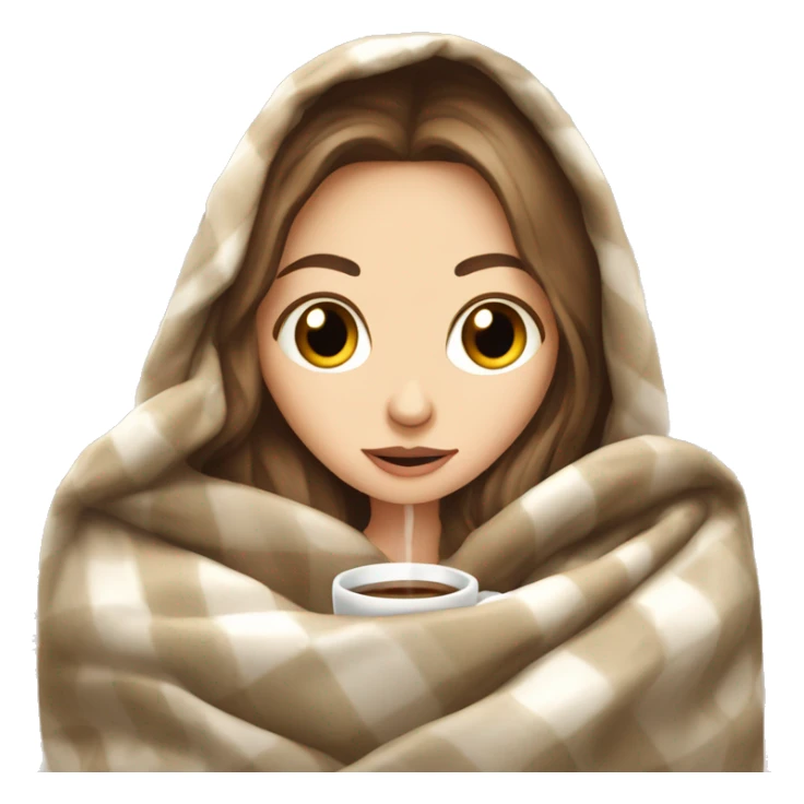 White Girl inside a blanket sipping coffee eyes closed sticker