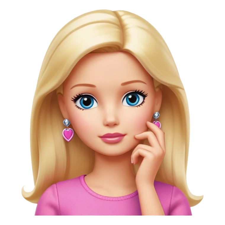 barbie with thoughtful expression looking up the side with a hand on her chin ￼ sticker
