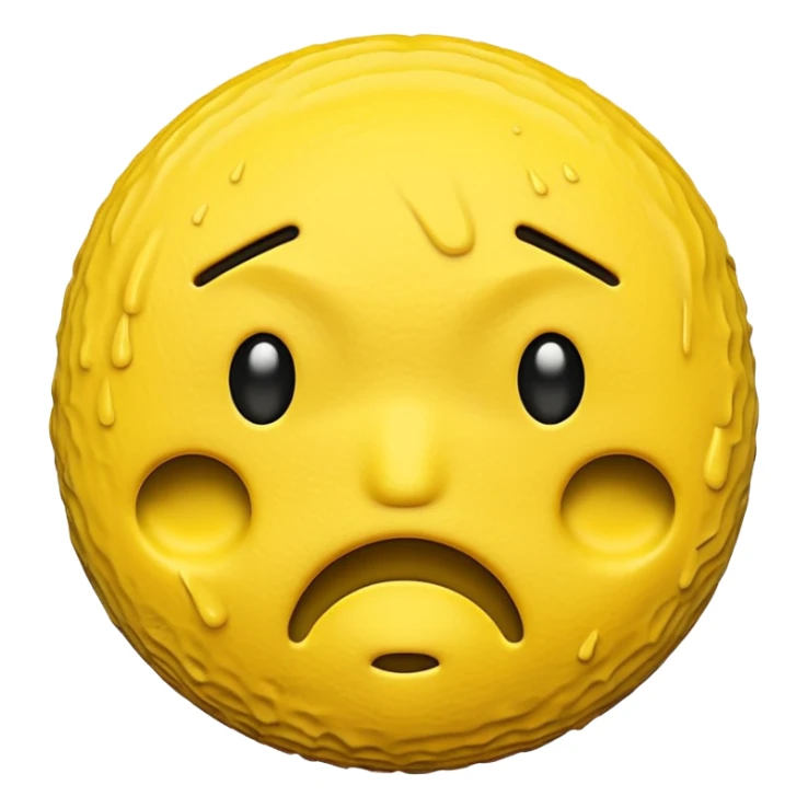 "yellow 3D mewing emoji, sigma sad face, cold phonk style sticker