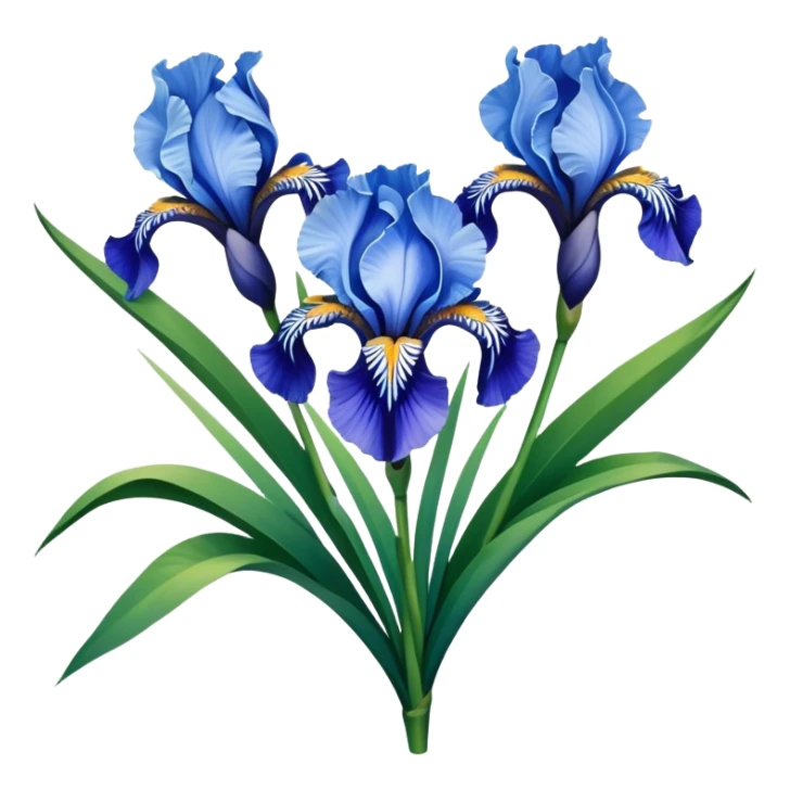 big bouquet Sky Blue Iris, luxuriant, leaf, bud sticker