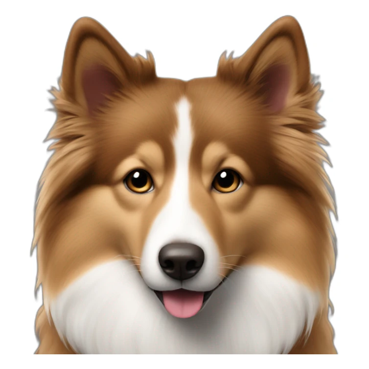 Brown and white shelty face with tongue showing in mouth sticker
