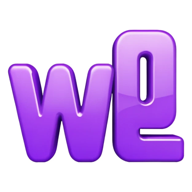 3D text that spells "me" in a shiny purple font  sticker