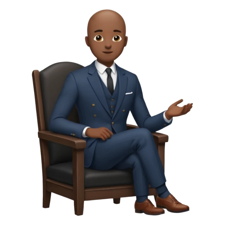 Black man, bald, in a suit, sitting on a chair  sticker