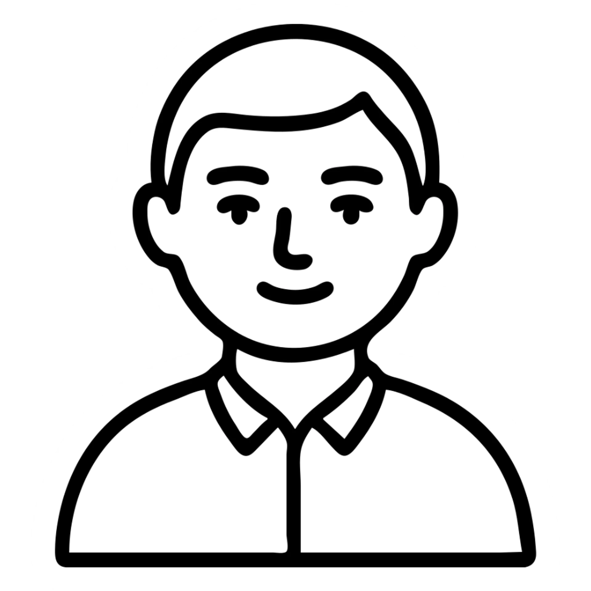 Enhance the 2D default user icon with more detailed subtle facial features and clothing details, maintaining the outlined style, no background. sticker
