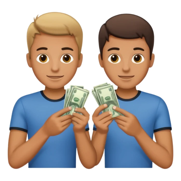 Two young guys holding money in their hands sticker