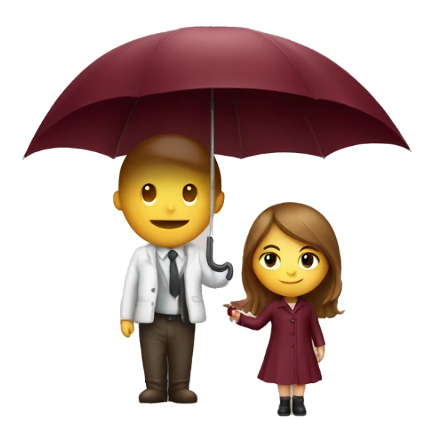 Burgundy umbrella and sweet girl sticker