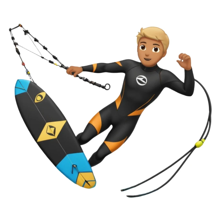 Kiter man con neopreno negro largo en el mar haciendo kite surf y un loop sticker