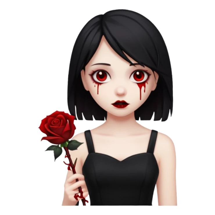 Bloody black rose emo girl sticker