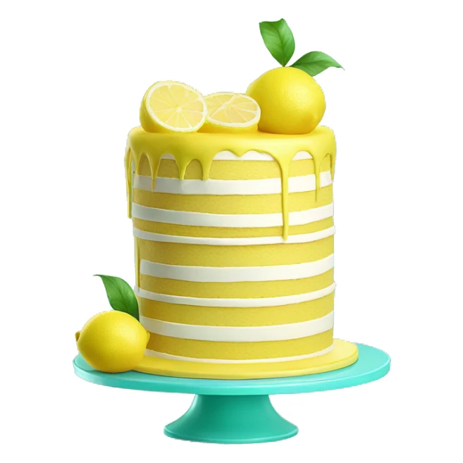 Isolated realistic layered lemon cake on tiffany blue cake stand. sticker