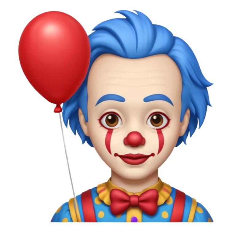 circus clown blue hair with balloon sticker