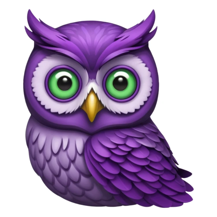 Purple owl with green eyes sticker