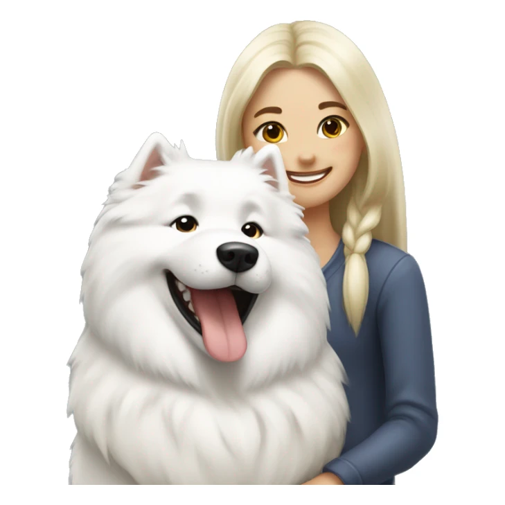 Happy samoyed with blonde smiling girl sticker