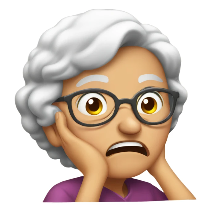 angry grandma cover her ear with her hand sticker