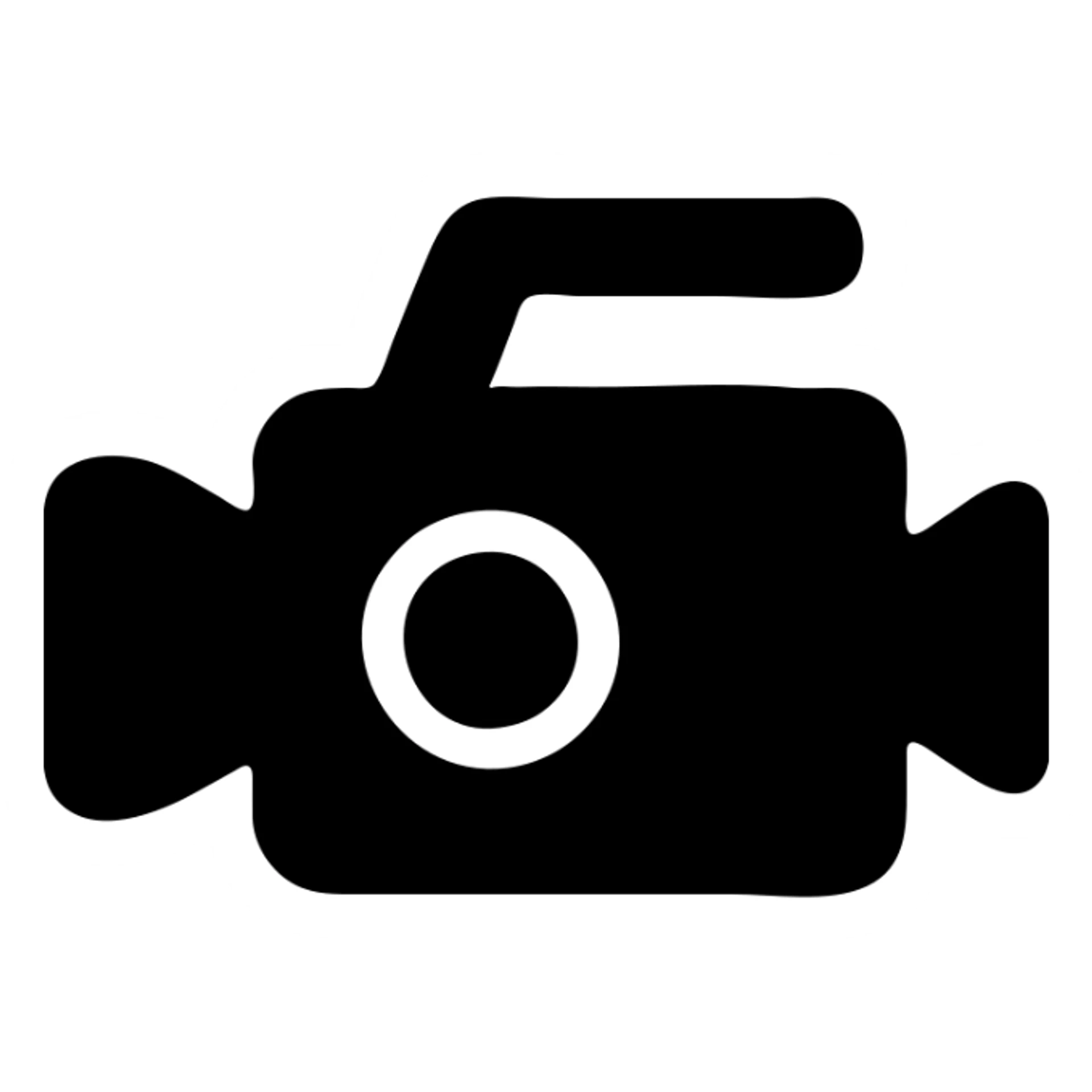 A Sony video camera in a black filled icon style, with a lens. sticker