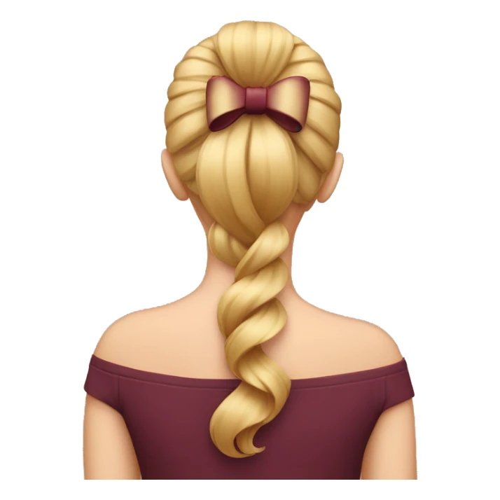 A burgundy bow in blond hair from the back  sticker