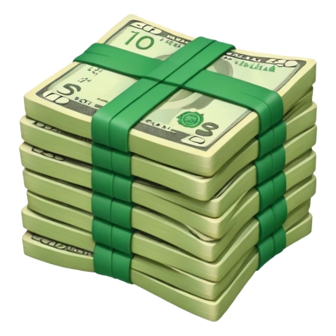 make a stack of candian dollars held togethher by rubber bands sticker