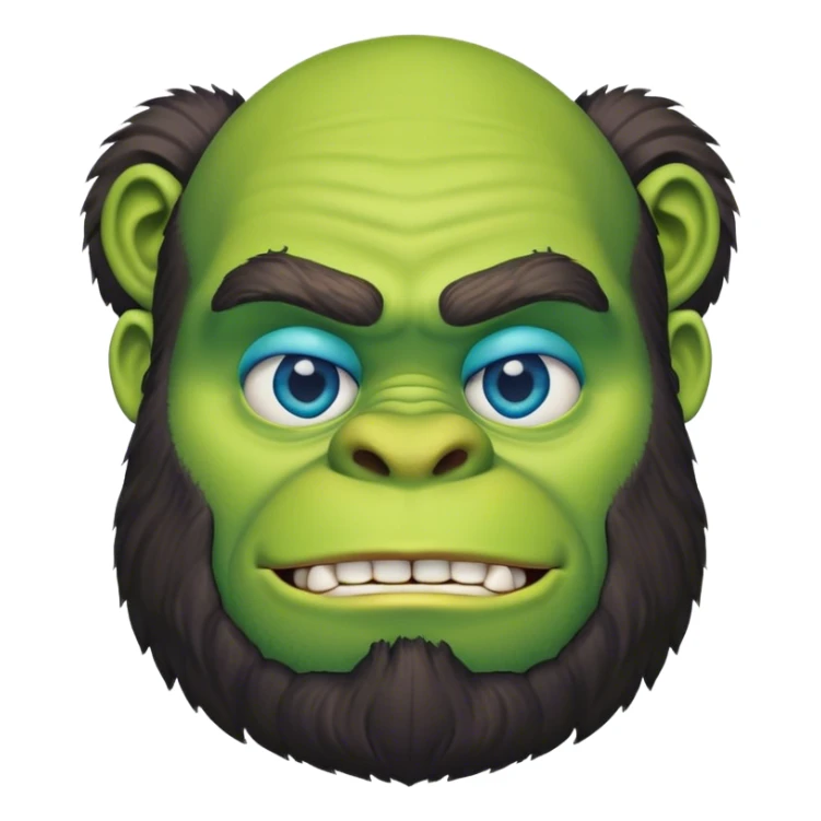 shrek with a beard and blue eyes looks like gorilla  sticker