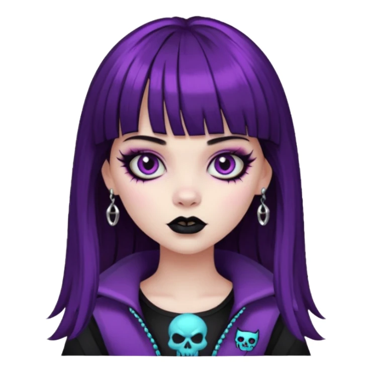 quero uma menina de franja parecendo uma monster h sticker