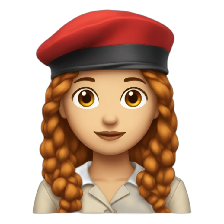 Red beret for girl with dark long hair sticker