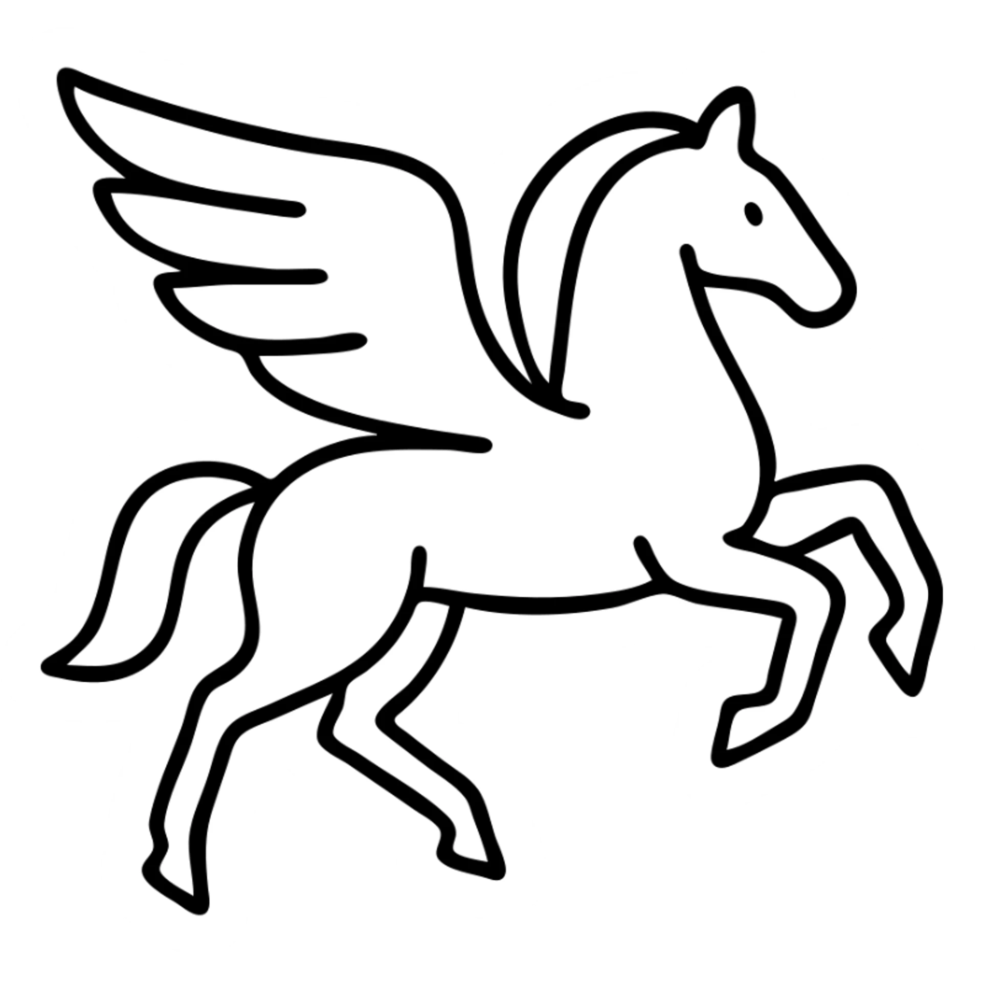 Elegant Pegasus with wings outstretched, flying horse in profile view sticker