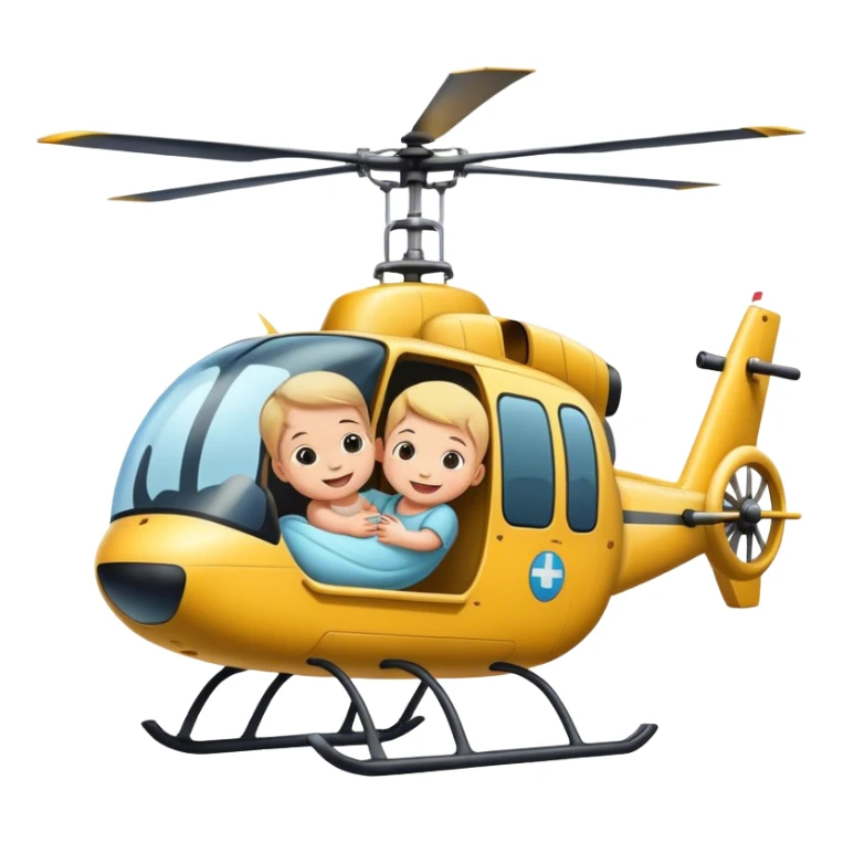 a helicopter carrying a baby that is happy sticker
