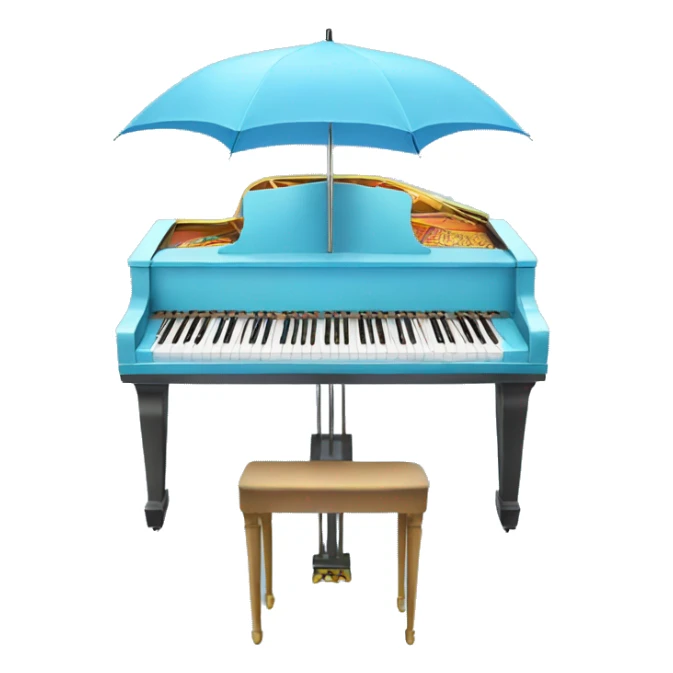 Umbrella over a light blue piano  sticker