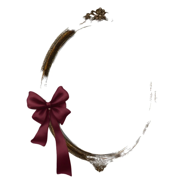 Vintage mivintage mirror with handle and burgundy bow sticker