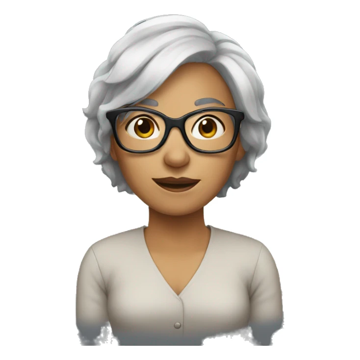 woman gray hair black glasses sticker