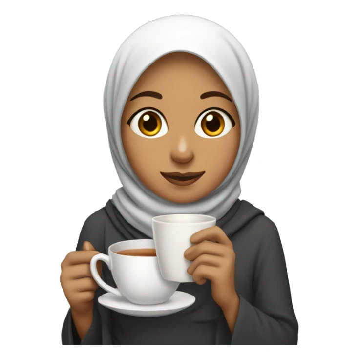 muslim girl with small brown eyes sipping tea sticker