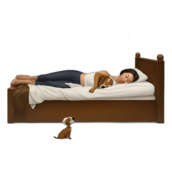 A woman melting into a painting while a dog sleeps sticker