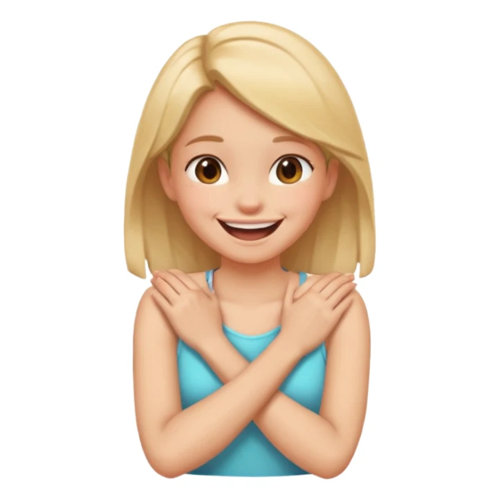 Arm crossed holding neck laughing girl sticker