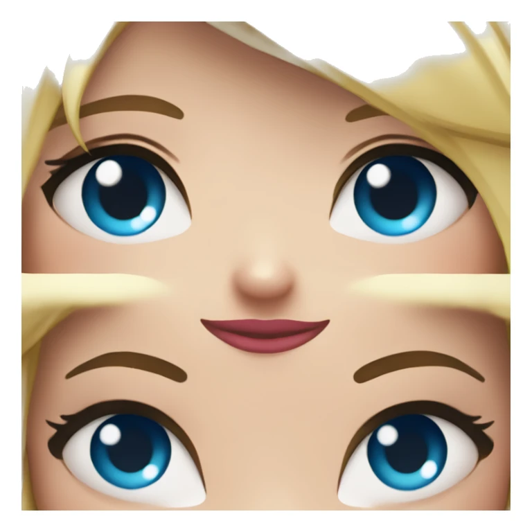 Chica rubia, ojos azules, labios rosados y pelo liso sticker