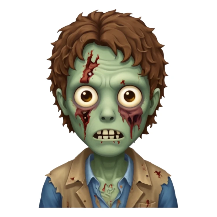 Zombie with lil bit curly medium brown hair  sticker