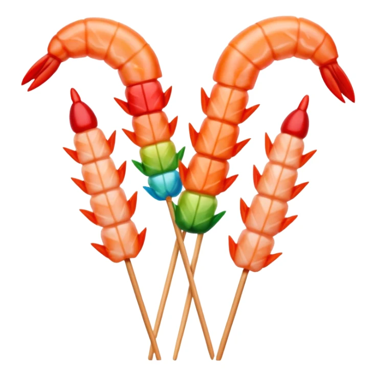 Surreal shrimp skewers sticker