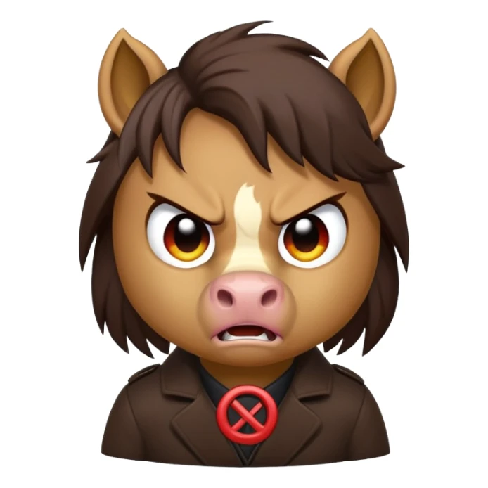 Angry Pony with the Anger Symbol emoji over it sticker