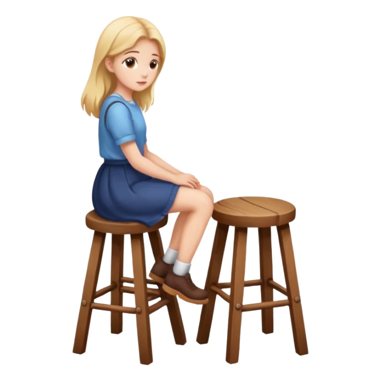 The girl is sitting on a stool facing full backwards. sticker
