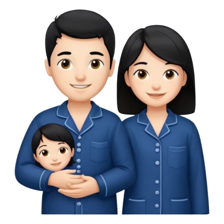 black haired boy and a girl in navy blue pajamas sticker