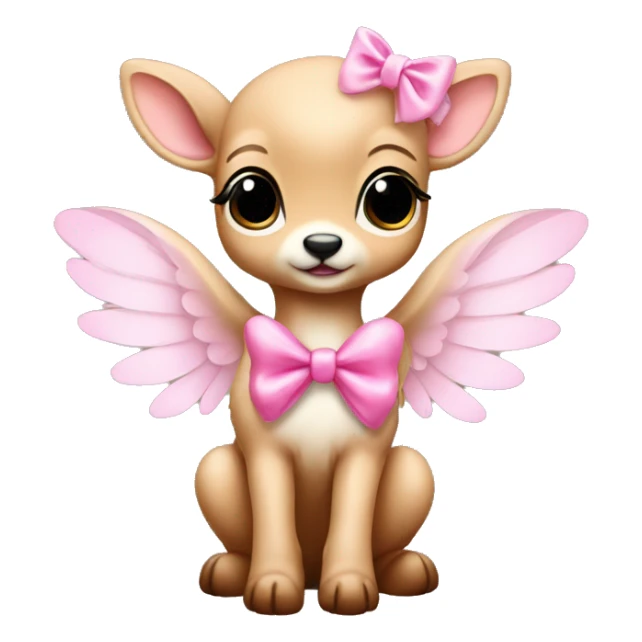 Baby fawn with pink bow and angel wings sticker