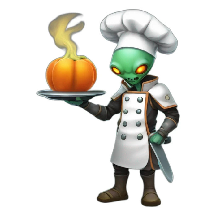 alien chef scifi roguelike rpg style inspired by slay the spire digital art sticker