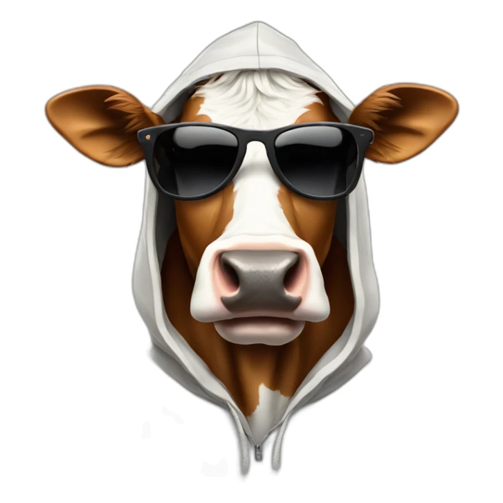 Cow wearing hoodie with sunglasses  sticker