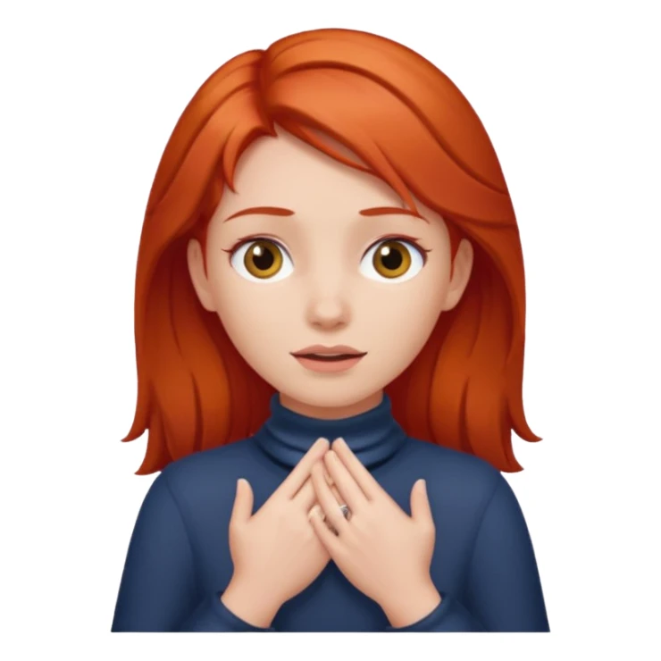 Red haired girl holding her neck with two hands sticker