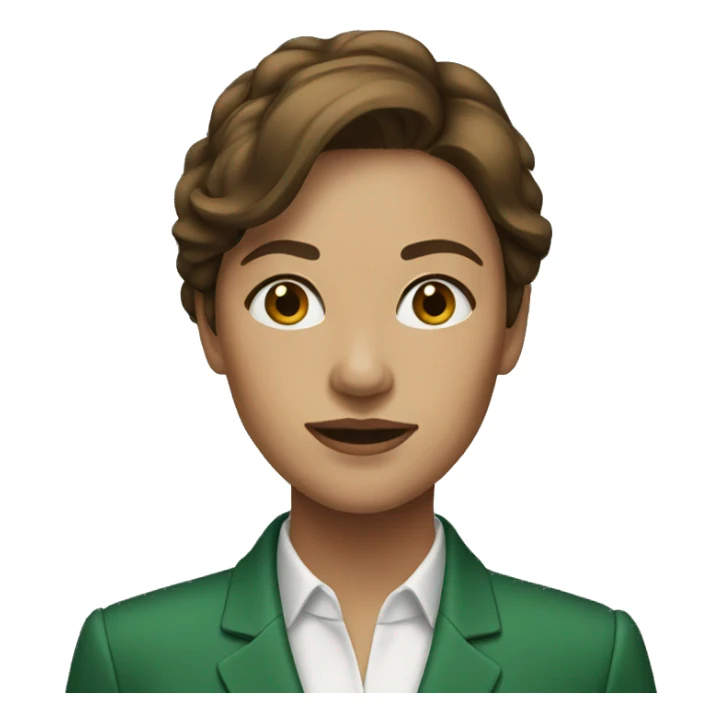 Woman with brown hair in green suit sticker