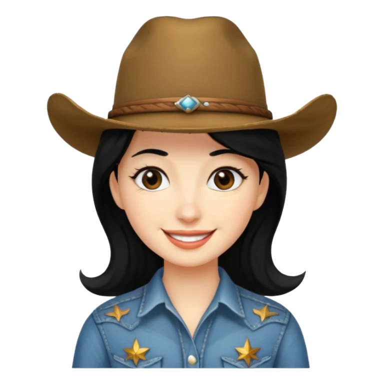 Mujer con sombrero vaquero piel blanca pelo negro sticker