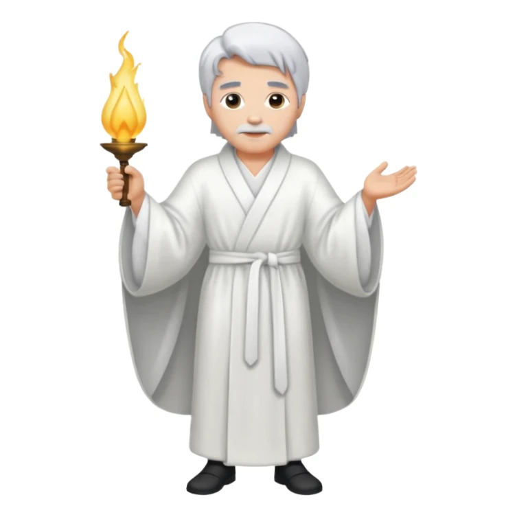 fullbody silverhair god, white robe sticker